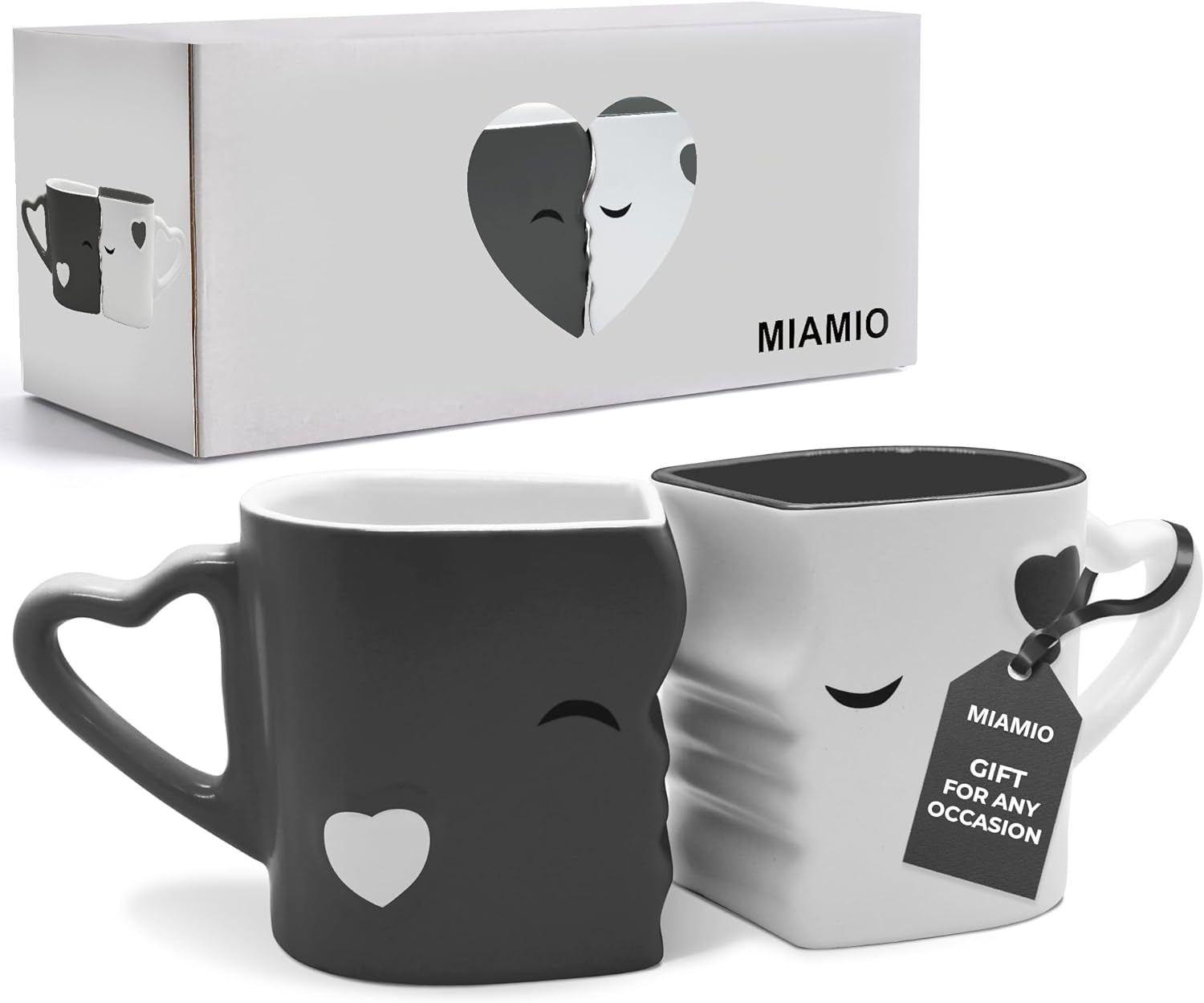 Coffee Mugs Kissing Mugs Set – Ceramic Mug Pair with Gift Box | Romantic Gray Coffee Cup Set for Couples - RELUX.STORE