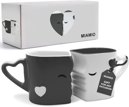 Coffee Mugs Kissing Mugs Set – Ceramic Mug Pair with Gift Box | Romantic Gray Coffee Cup Set for Couples - RELUX.STORE