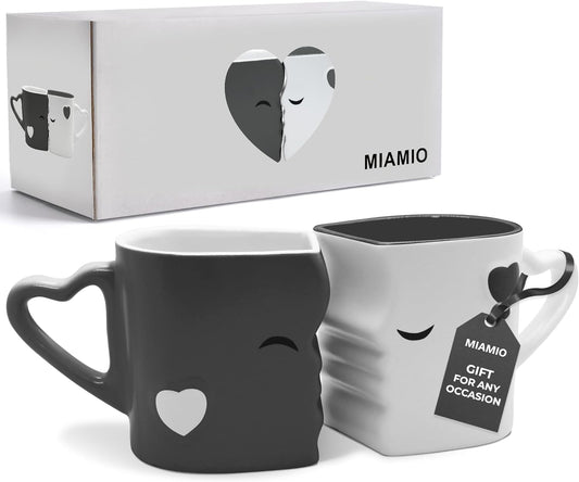 Coffee Mugs Kissing Mugs Set – Ceramic Mug Pair with Gift Box | Romantic Gray Coffee Cup Set for Couples - RELUX.STORE