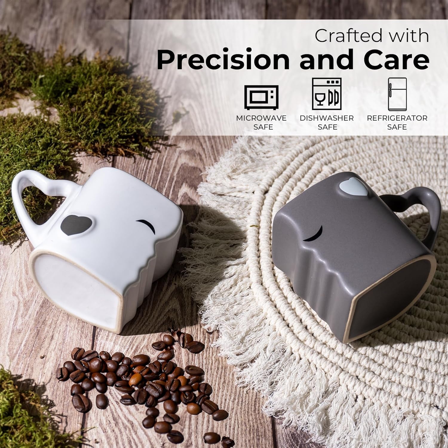 Coffee Mugs Kissing Mugs Set – Ceramic Mug Pair with Gift Box | Romantic Gray Coffee Cup Set for Couples - RELUX.STORE