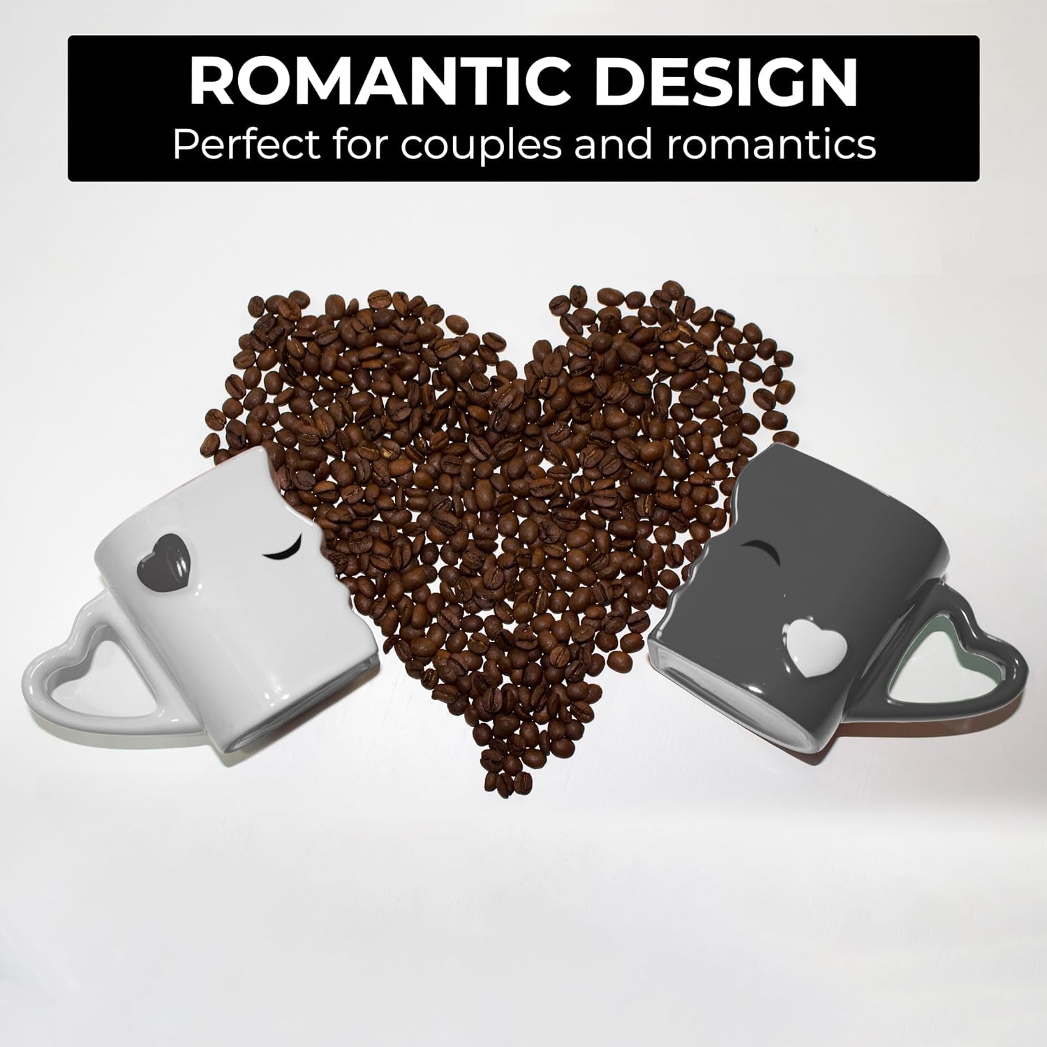 Coffee Mugs Kissing Mugs Set – Ceramic Mug Pair with Gift Box | Romantic Gray Coffee Cup Set for Couples - RELUX.STORE