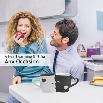 Coffee Mugs Kissing Mugs Set – Ceramic Mug Pair with Gift Box | Romantic Gray Coffee Cup Set for Couples - RELUX.STORE