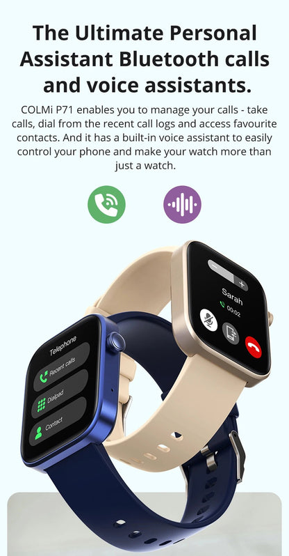 COLMI P71 Voice Calling Smartwatch Men Health Monitoring IP68 Waterproof Smart Notifications Voice Assistant Smart Watch Women - RELUX.STORE
