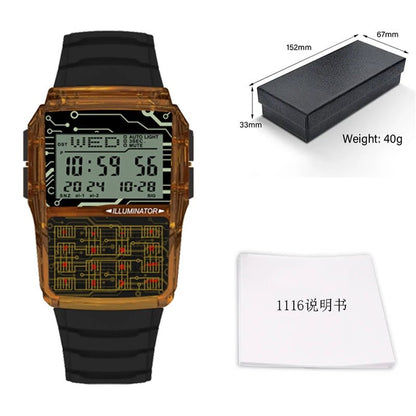 Computer Style Stainless Steel Strap Watch Men's Calculator Watch Multifunctional Led Watch Plastic Case Men's Watch Top Luxury - RELUX.STORE