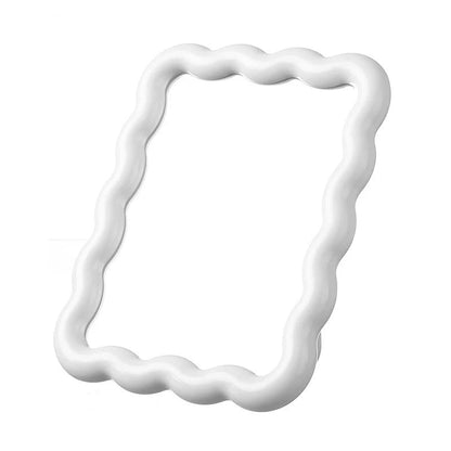 Corrugated Desktop Makeup Mirror Solid Color Simple Portable Handheld Makeup Mirror Foldable Student Compact Cute Mirror - RELUX.STORE