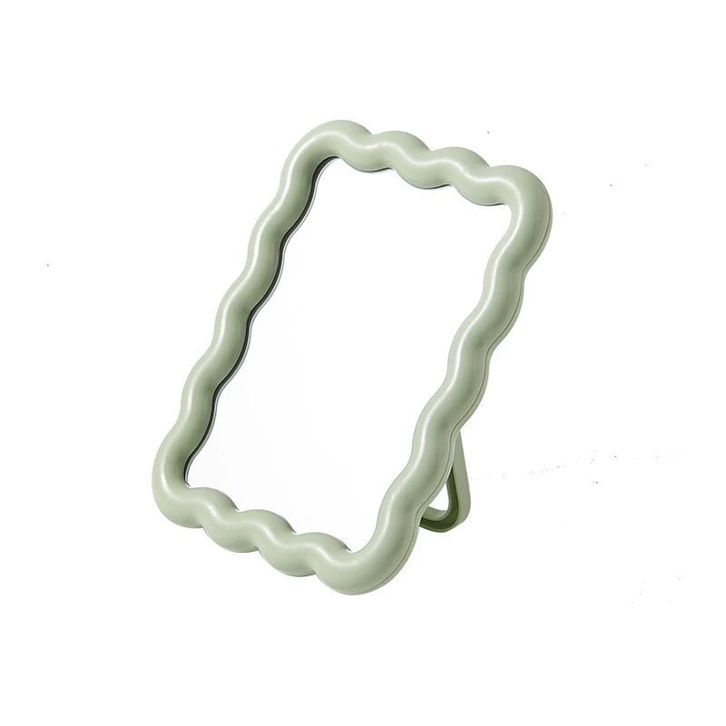 Corrugated Desktop Makeup Mirror Solid Color Simple Portable Handheld Makeup Mirror Foldable Student Compact Cute Mirror - RELUX.STORE