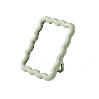 Corrugated Desktop Makeup Mirror Solid Color Simple Portable Handheld Makeup Mirror Foldable Student Compact Cute Mirror - RELUX.STORE