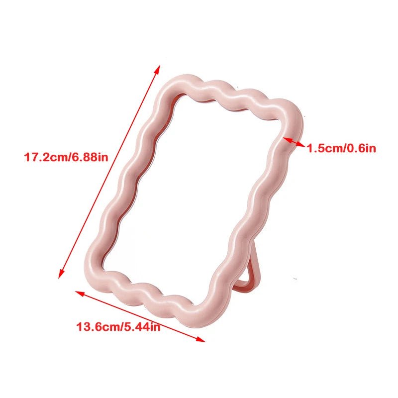 Corrugated Desktop Makeup Mirror Solid Color Simple Portable Handheld Makeup Mirror Foldable Student Compact Cute Mirror - RELUX.STORE