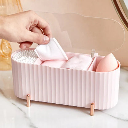 Cotton Swab Organizer Holder Cotton Pad Storage Box Transparent Remover Paper Makeup Box With Lid Dustproof Desktop Makeup - RELUX.STORE