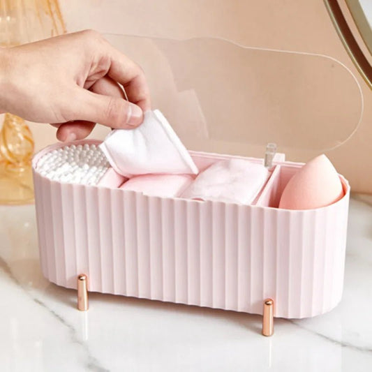 Cotton Swab Organizer Holder Cotton Pad Storage Box Transparent Remover Paper Makeup Box With Lid Dustproof Desktop Makeup - RELUX.STORE