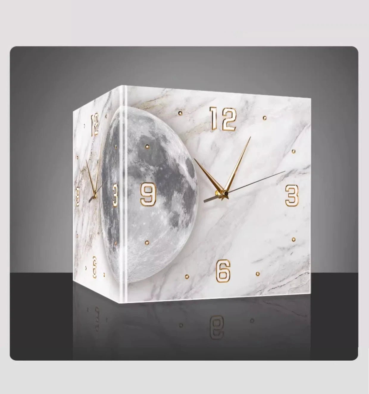 Creative Double - Sided Living Room Wall Clocks Silent Running Acrylic Moon - Light Emitting Backlit Display With Needle Drill - Free - RELUX.STORE