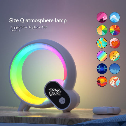 Creative Q Light Analog Sunrise Digital Display Alarm Clock Bluetooth Audio Intelligent Wake - up Q Colorful Atmosphere Light - RELUX.STORE