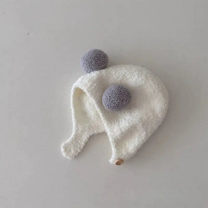 Cute Winter Warm Kids Girl Boys Baby Hats Fleece Wool Hemming Caps with Ball Solid Wool Ear Protection Hats Soft Newborn Bonnet - RELUX.STORECute Winter Warm Kids Girl Boys Baby Hats Fleece Wool Hemming Caps with Ball Solid Wool Ear Protection Hats Soft Newborn Bonnet