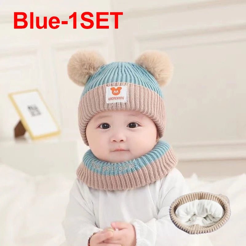 Cute Winter Warm Kids Girl Boys Baby Hats Fleece Wool Hemming Caps with Ball Solid Wool Ear Protection Hats Soft Newborn Bonnet - RELUX.STORECute Winter Warm Kids Girl Boys Baby Hats Fleece Wool Hemming Caps with Ball Solid Wool Ear Protection Hats Soft Newborn Bonnet
