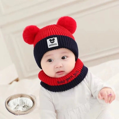 Cute Winter Warm Kids Girl Boys Baby Hats Fleece Wool Hemming Caps with Ball Solid Wool Ear Protection Hats Soft Newborn Bonnet - RELUX.STORECute Winter Warm Kids Girl Boys Baby Hats Fleece Wool Hemming Caps with Ball Solid Wool Ear Protection Hats Soft Newborn Bonnet