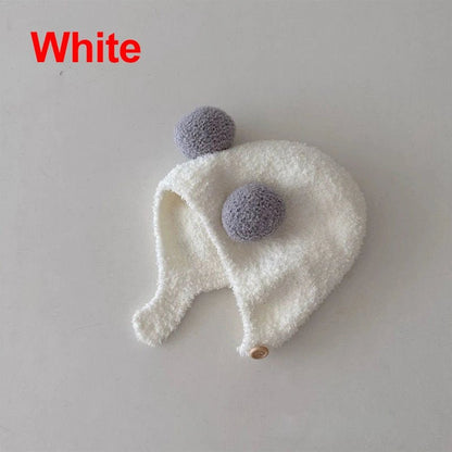 Cute Winter Warm Kids Girl Boys Baby Hats Fleece Wool Hemming Caps with Ball Solid Wool Ear Protection Hats Soft Newborn Bonnet - RELUX.STORECute Winter Warm Kids Girl Boys Baby Hats Fleece Wool Hemming Caps with Ball Solid Wool Ear Protection Hats Soft Newborn Bonnet
