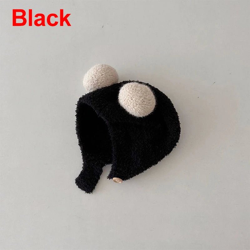 Cute Winter Warm Kids Girl Boys Baby Hats Fleece Wool Hemming Caps with Ball Solid Wool Ear Protection Hats Soft Newborn Bonnet - RELUX.STORECute Winter Warm Kids Girl Boys Baby Hats Fleece Wool Hemming Caps with Ball Solid Wool Ear Protection Hats Soft Newborn Bonnet