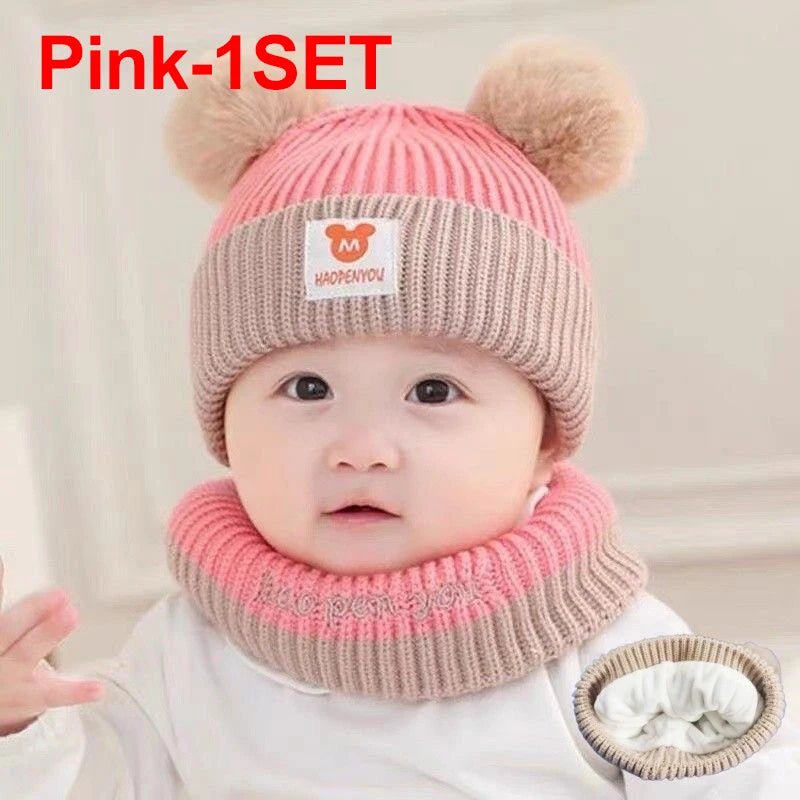 Cute Winter Warm Kids Girl Boys Baby Hats Fleece Wool Hemming Caps with Ball Solid Wool Ear Protection Hats Soft Newborn Bonnet - RELUX.STORECute Winter Warm Kids Girl Boys Baby Hats Fleece Wool Hemming Caps with Ball Solid Wool Ear Protection Hats Soft Newborn Bonnet