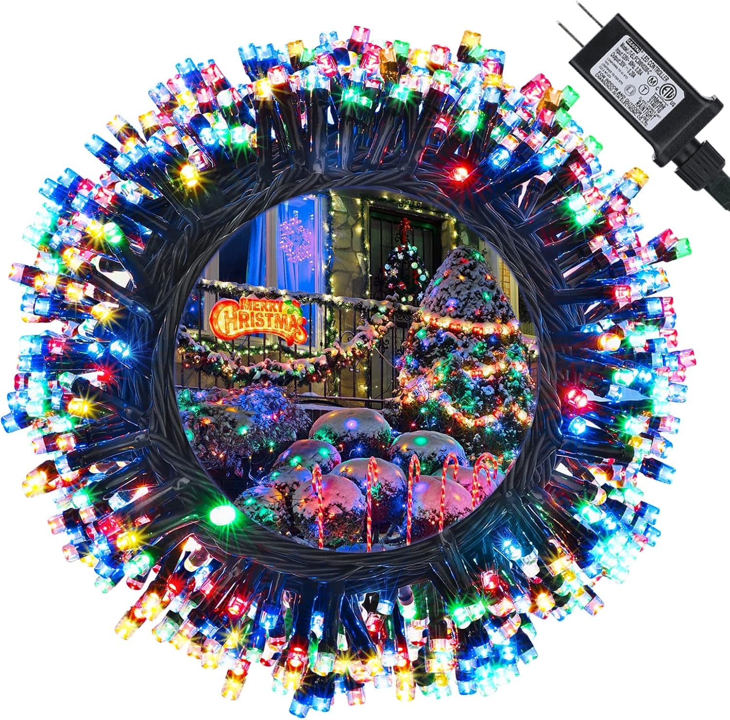 114Ft Christmas String Lights - Outdoor, 300 LED Connectable with Timer, 8 Modes Tree Lights Fairy Twinkle for Garden, Wedding, Indoor/Outdoor Xmas Decor (Cool White)