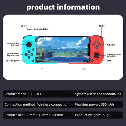 "D3 Telescopic Bluetooth Gamepad – Wireless BT Controller for PC, iOS, Android, PUBG, Switch & PS4 with 3D Joystick & Macro Keys" - RELUX.STORE