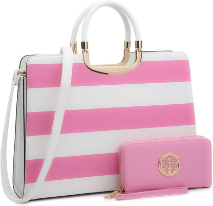 Womens Handbag Top Handle Shoulder Bag Tote Satchel Purse Work Bag with Matching Wallet