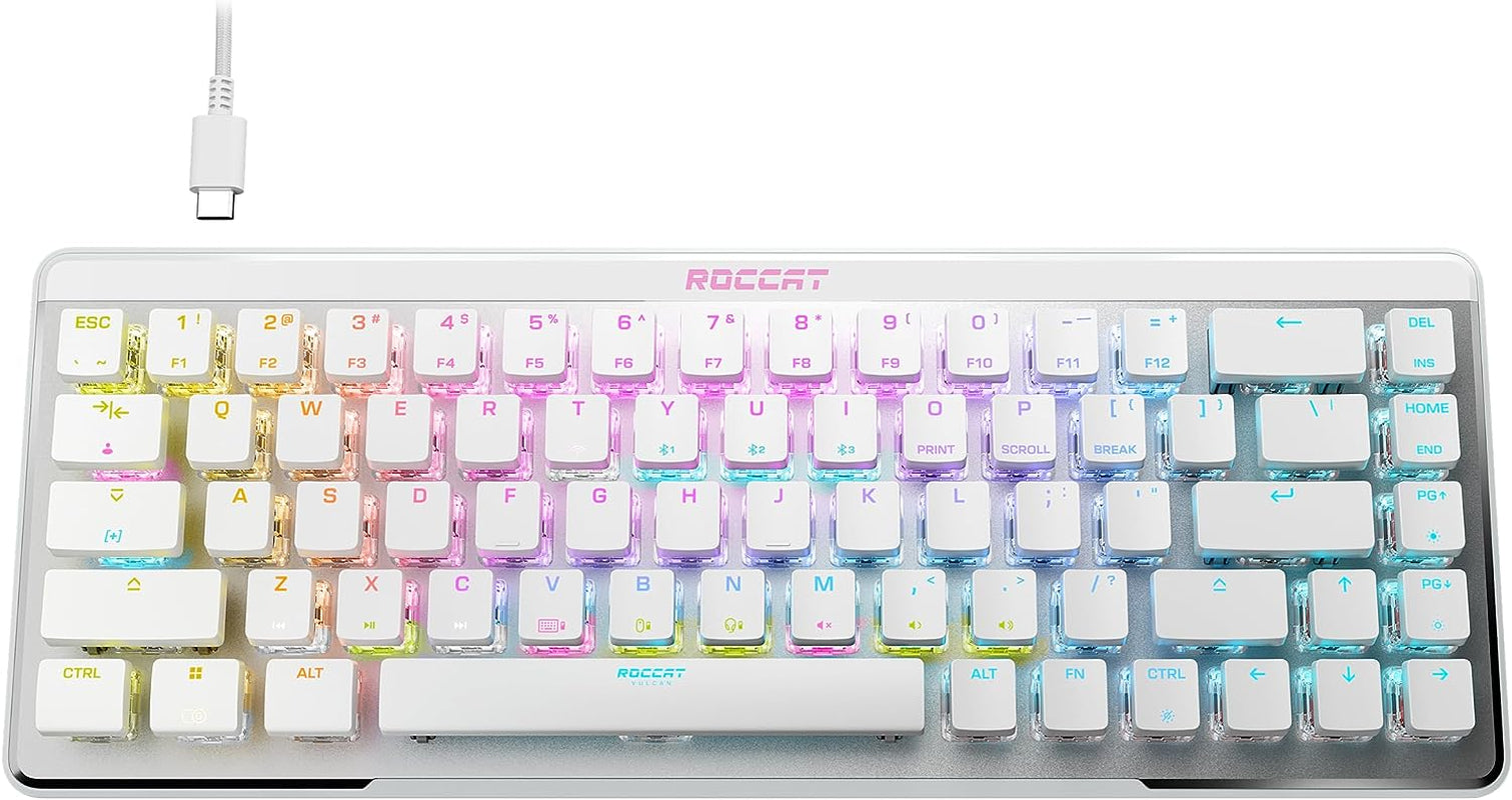Vulcan TKL Mechanical PC Tactile Gaming Keyboard, Compact, Tenkeyless, Titan Switch Optical, RGB AIMO Lighting, Anodized Aluminum Top Plate, Detachable USB-C Cable, Low Profile Design, Black