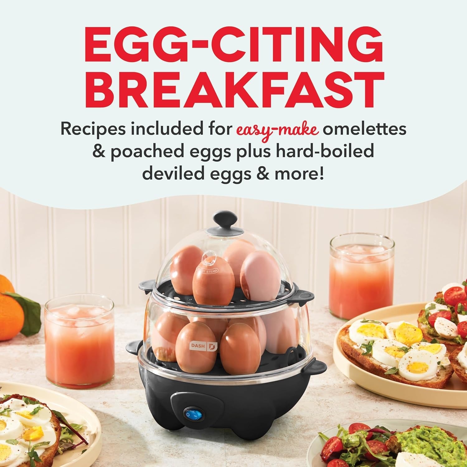 Deluxe 12 - Cup Rapid Egg Cooker – Hard Boiled, Poached, Scrambled, Omelets & Steamed Veggies, Auto Shut - Off, Fast & Easy Egg Cooker – Black - RELUX.STORE