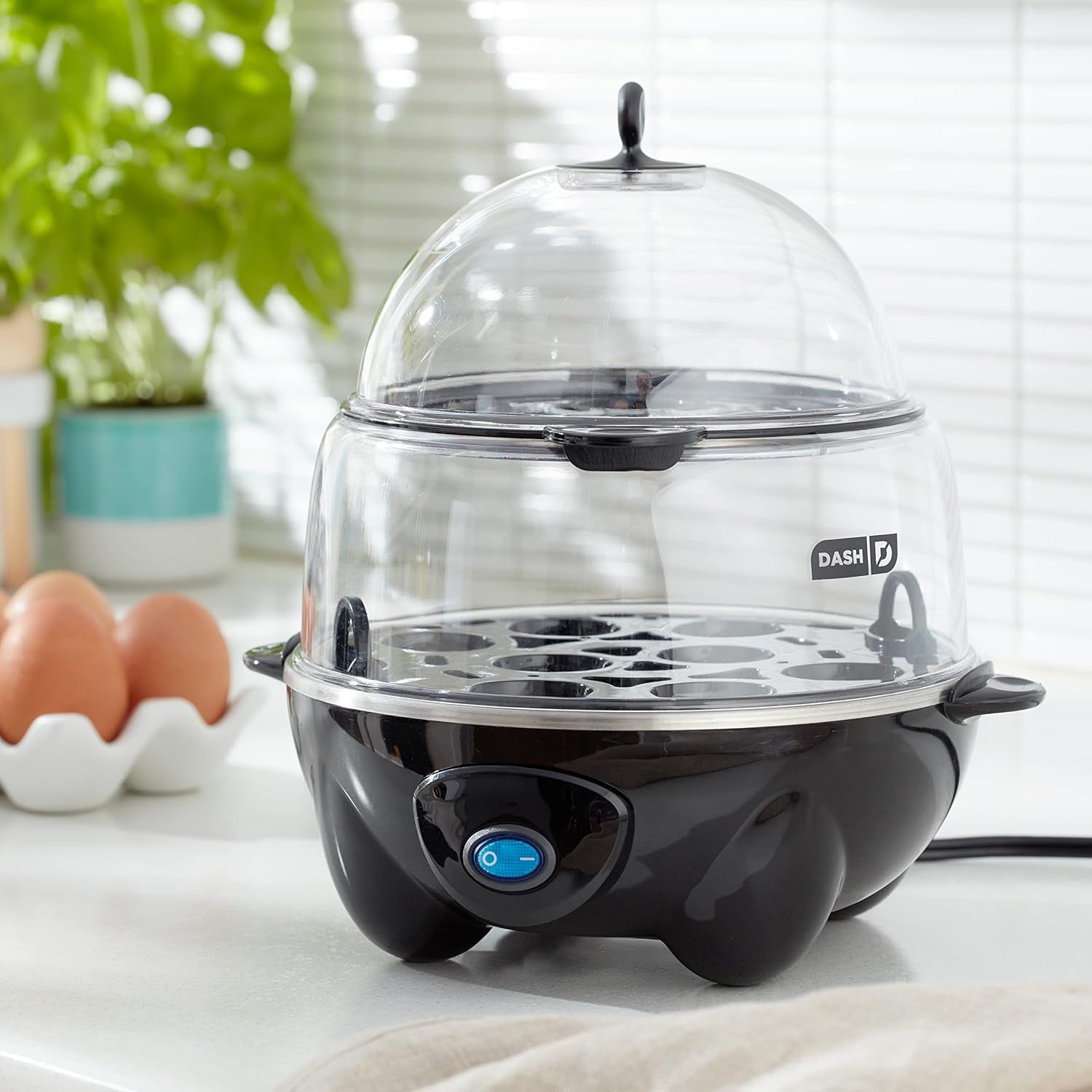 Deluxe 12 - Cup Rapid Egg Cooker – Hard Boiled, Poached, Scrambled, Omelets & Steamed Veggies, Auto Shut - Off, Fast & Easy Egg Cooker – Black - RELUX.STORE