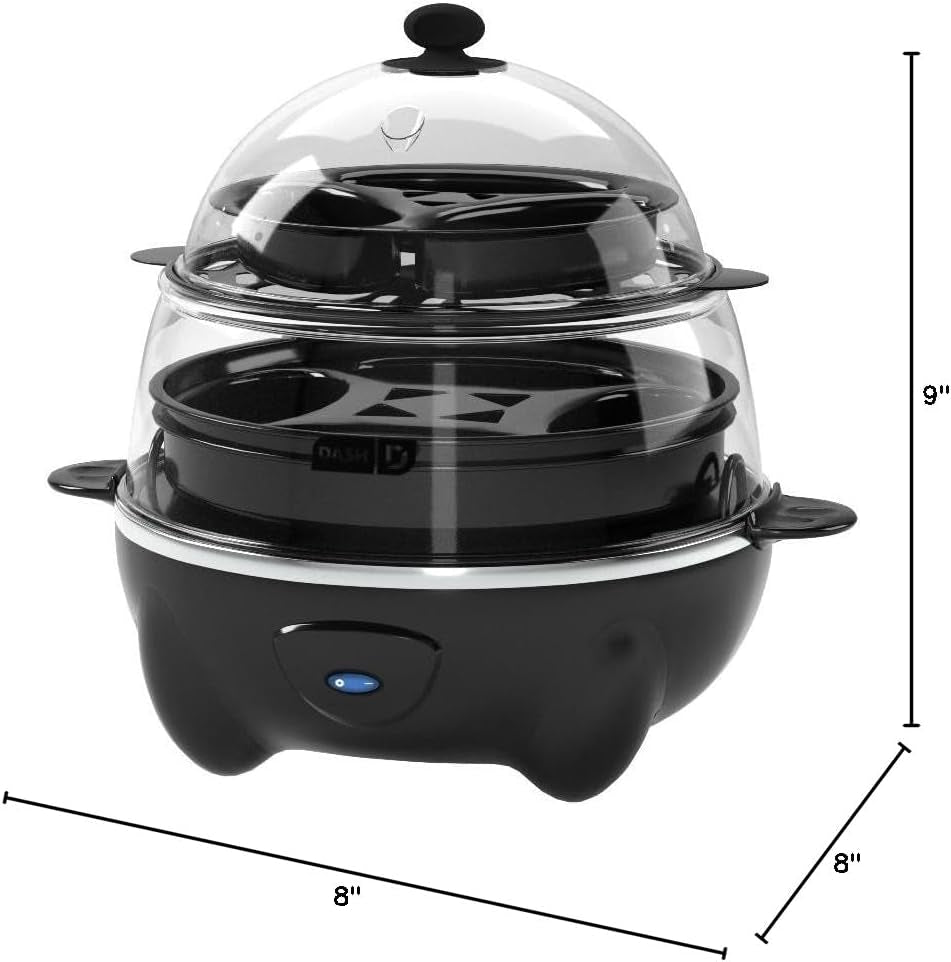 Deluxe 12 - Cup Rapid Egg Cooker – Hard Boiled, Poached, Scrambled, Omelets & Steamed Veggies, Auto Shut - Off, Fast & Easy Egg Cooker – Black - RELUX.STORE