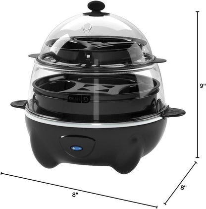 Deluxe 12 - Cup Rapid Egg Cooker – Hard Boiled, Poached, Scrambled, Omelets & Steamed Veggies, Auto Shut - Off, Fast & Easy Egg Cooker – Black - RELUX.STORE