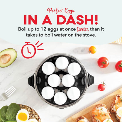 Deluxe 12 - Cup Rapid Egg Cooker – Hard Boiled, Poached, Scrambled, Omelets & Steamed Veggies, Auto Shut - Off, Fast & Easy Egg Cooker – Black - RELUX.STORE