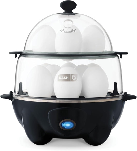 Deluxe 12 - Cup Rapid Egg Cooker – Hard Boiled, Poached, Scrambled, Omelets & Steamed Veggies, Auto Shut - Off, Fast & Easy Egg Cooker – Black - RELUX.STORE