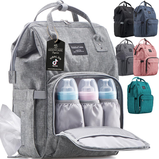 Diaper Bag Backpack with Changing Station – Waterproof Multifunction Baby Bag for Mom & Dad | Large Capacity Travel Backpack Tote for Newborn Essentials, Stylish Unisex Maternity Bag (Gray) - RELUX.STORE