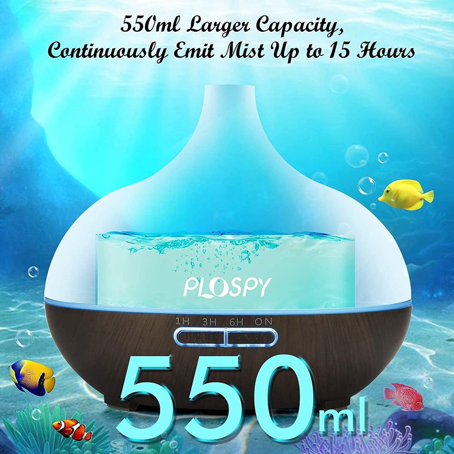 Diffusers for Essential Oils, 550Ml Aroma Diffuser Ultrasonic Essential Oil Diffuser Cool Mist Humidifier with 4 Timer & 15 Colors Light, Auto Power - Off Air Diffusers for Home Office - RELUX.STORE