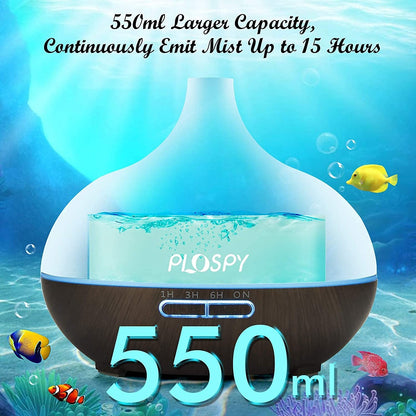 Diffusers for Essential Oils, 550Ml Aroma Diffuser Ultrasonic Essential Oil Diffuser Cool Mist Humidifier with 4 Timer & 15 Colors Light, Auto Power - Off Air Diffusers for Home Office - RELUX.STORE