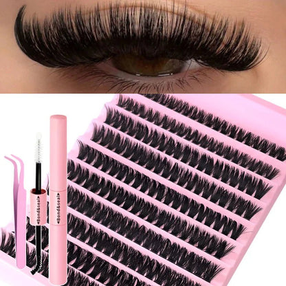 DIY Eyelash Extension Kit Individual Lashes Cluster Mix Lash Clusters with Lash Bond and Seal and Lash Accessories - RELUX.STORE