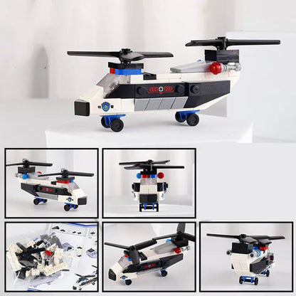 “DIY MOC City Police Car & Dual - Rotor Helicopter Building Blocks Kit – SWAT Super Vehicle & Famous City Model Bricks for Kids & Collectors” - RELUX.STORE