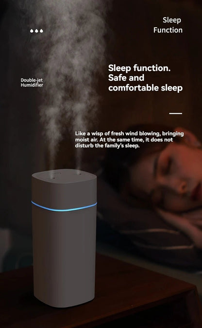 Dual - Nozzle USB Humidifier | 800ml/H Super Mist & Ultra Quiet | Car/Home Moisturizing Device - RELUX.STORE