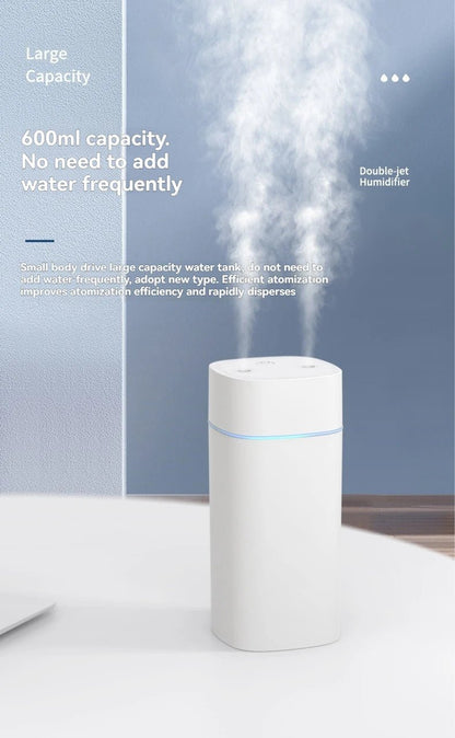 Dual - Nozzle USB Humidifier | 800ml/H Super Mist & Ultra Quiet | Car/Home Moisturizing Device - RELUX.STORE