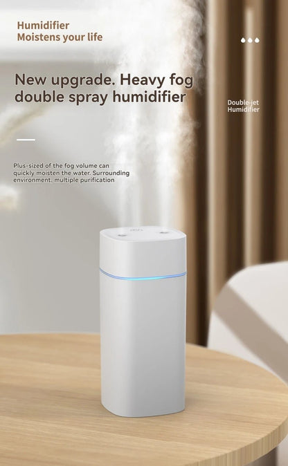 Dual - Nozzle USB Humidifier | 800ml/H Super Mist & Ultra Quiet | Car/Home Moisturizing Device - RELUX.STORE