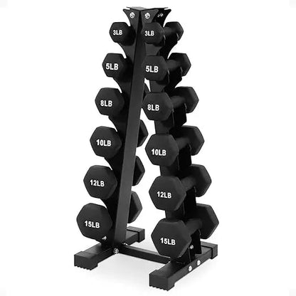 "Dumbbell Set with Stand – Neoprene Coated Hand Weights for Home Gym Fitness, Black by Relux.Store" - RELUX.STORE