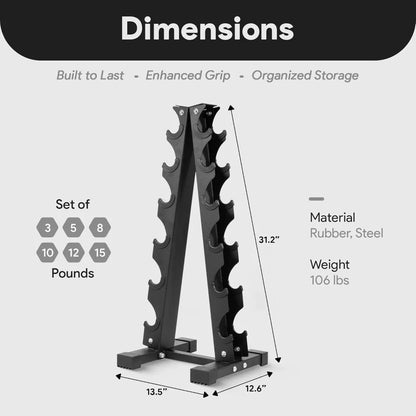 "Dumbbell Set with Stand – Neoprene Coated Hand Weights for Home Gym Fitness, Black by Relux.Store" - RELUX.STORE