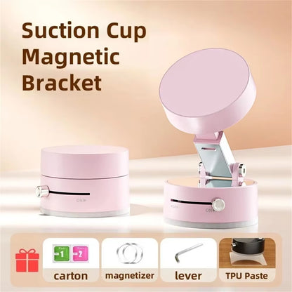 More Portable Vacuum Magnetic Mobile Phone Bracket Adjustable Double-Sided Suction Cup Holder Lazy Stand for All Smartphone