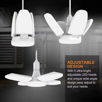 "E27 Fan - Shaped Foldable 28W LED Bulb – 6500K White Leaf Light for Home, Ceiling, Garage & Warehouse, AC110V/220V" - RELUX.STORE