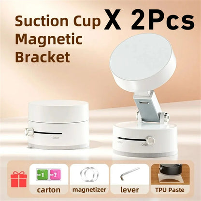More Portable Vacuum Magnetic Mobile Phone Bracket Adjustable Double-Sided Suction Cup Holder Lazy Stand for All Smartphone