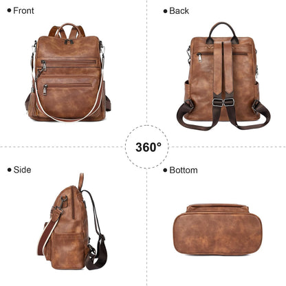 Womens Backpack Purse Vegan Leather Large Travel College Shoulder Bag with Tassel
