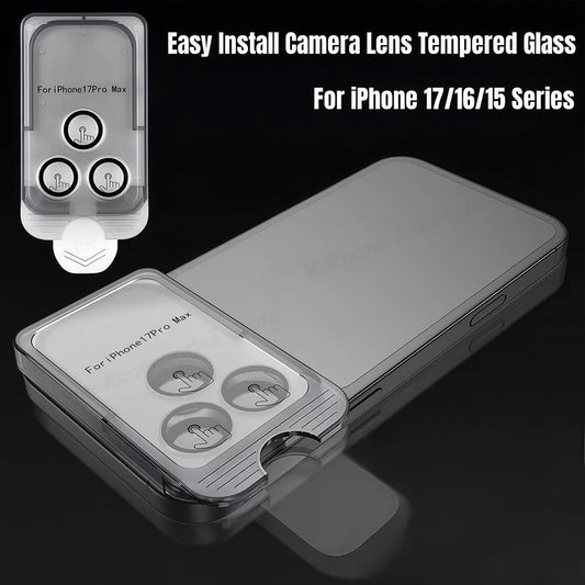 "Easy Install Tempered Glass Camera Lens Protector for iPhone 17 / 17 Pro / 17 Pro Max / 16 / 15 – Dust - Free, Full Coverage Lens Cap" - RELUX.STORE