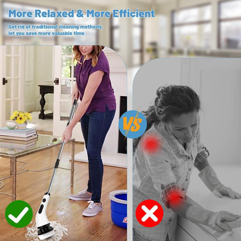 Powerful Electric Spin Scrubber | Cordless Cleaning Brush with 9 Heads | Dual-Speed, IPX7 Waterproof, Long Handle | Deep Clean for Bathroom, Tub, Tile.Tiktokshopbacktoschool