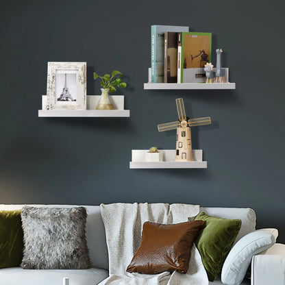 Floating Shelves,  Home Wood Shelf Wall Mounted, Set of 5, Multiple Sizes, White