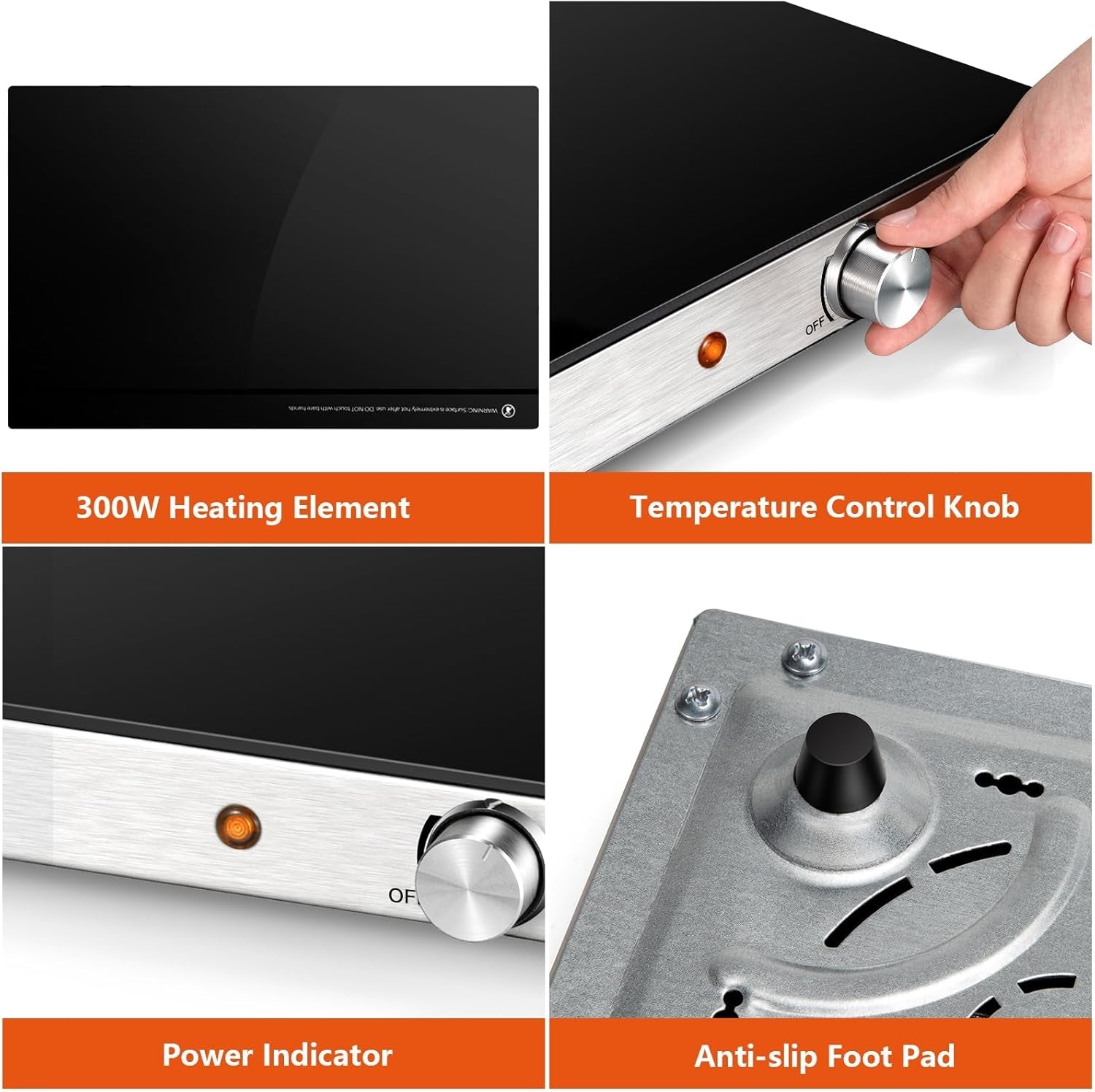 Electric Food Warmer 2 Packs, 22''X15'' Food Warmers for Parties, Adjustable Temperature Control, Tempered Glass Surface, Hot Plate for Buffet, Electric Warming Tray for Restaurants, Events - RELUX.STORE